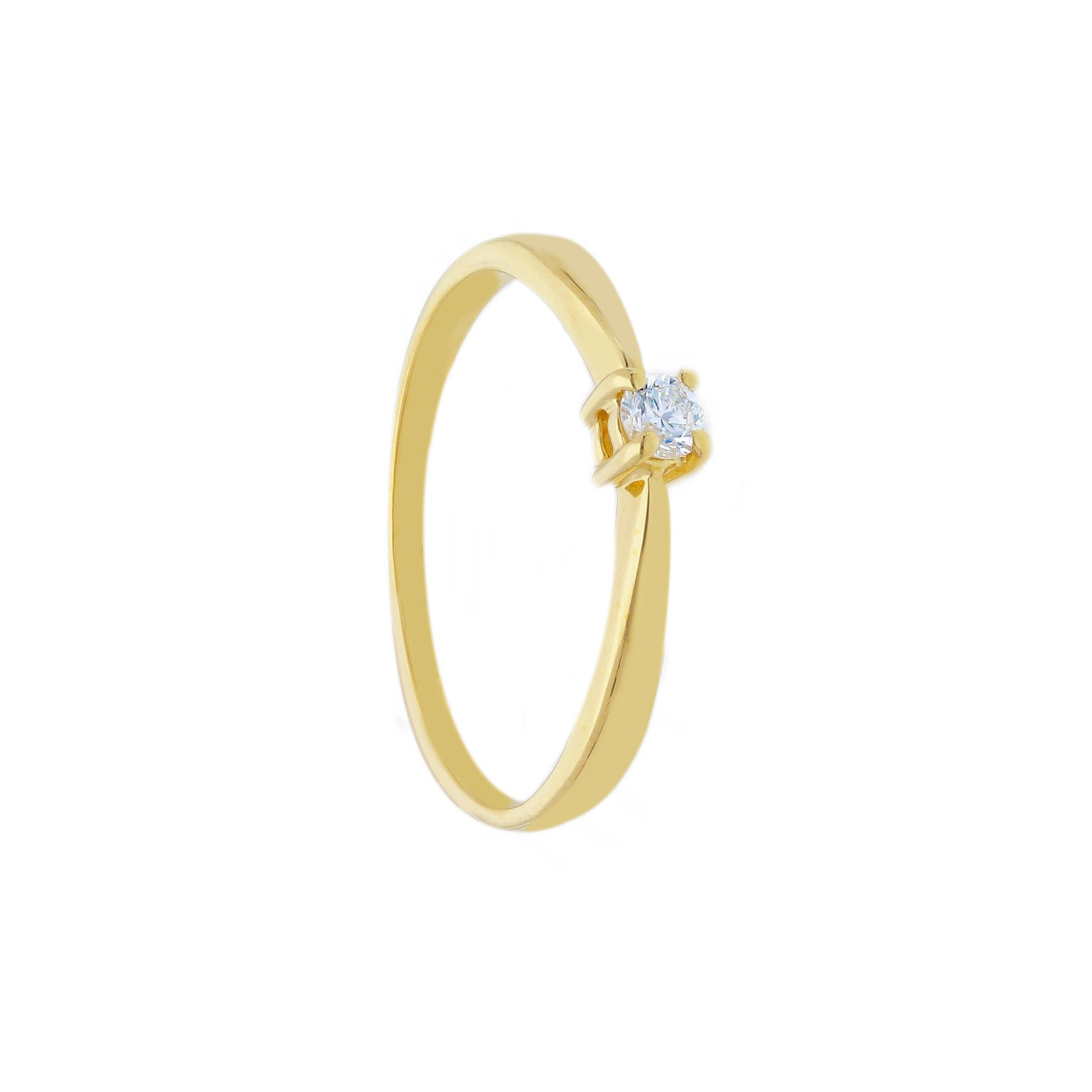 Solitario de oro amarillo de 18 Kt con diamante central