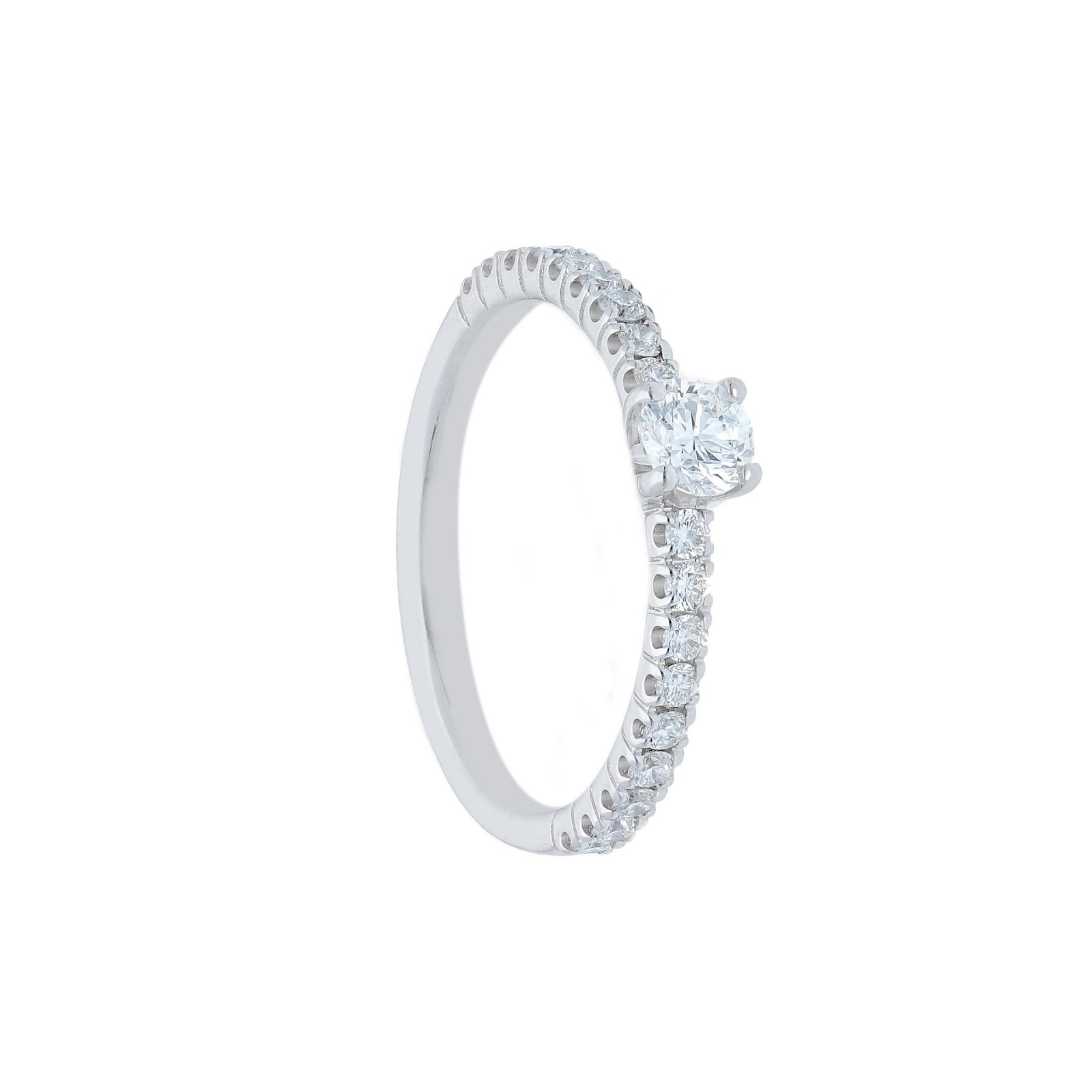 Anillo de oro blanco de 18 Kt con diamantes